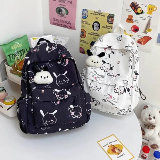 【Starshop】父親節禮物 日系小狗印花輕量雙肩包 學院風背包 學生書包 後背包 戶外旅行背包 休閒包 女生包
