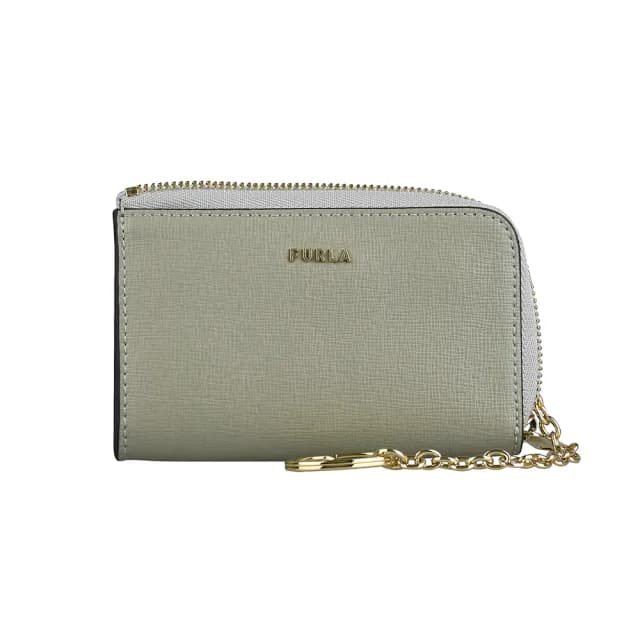 【FURLA 芙拉】FURLA BABYLON極簡質感拉鍊零錢包(大理石灰)