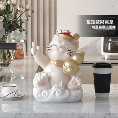 【超微米】招財貓擺件 開店開業禮物 客廳家居裝飾品 收銀臺前臺工藝品 喬遷禮品(招財貓擺件)