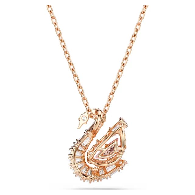 【SWAROVSKI 施華洛世奇】Swan 天鵝優雅律動 粉紅色水晶項鍊(5732414)