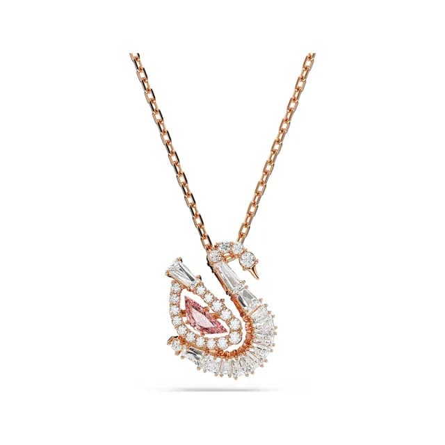 【SWAROVSKI 施華洛世奇】Swan 天鵝優雅律動 粉紅色水晶項鍊(5732414)