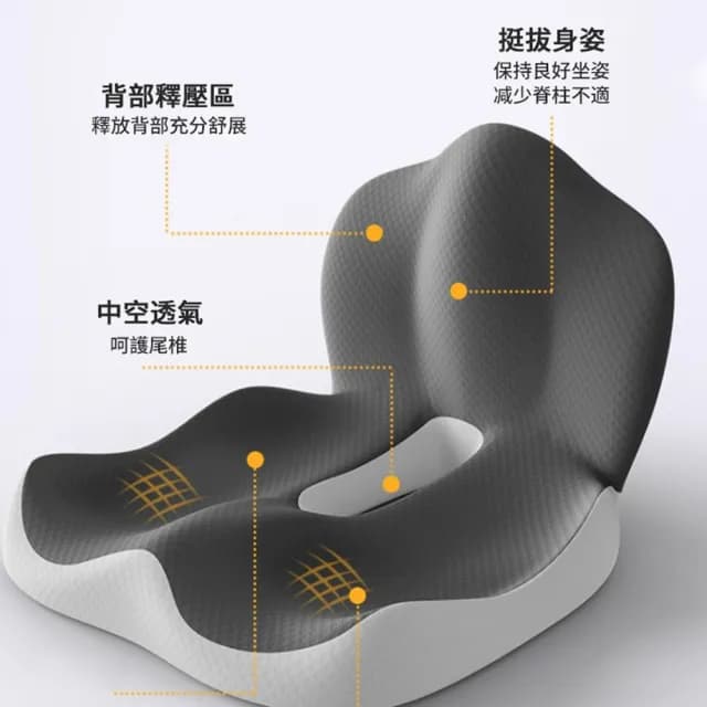 【kingkong】情人節禮物 太空記憶棉一體式坐墊 減壓透氣靠腰墊 護腰坐墊(交換禮物)