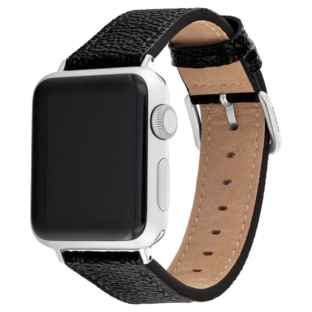 【COACH】Apple Watch 錶帶 38/40/41mm 適用 皮錶帶-黑色 禮物 送禮(不含手錶)
