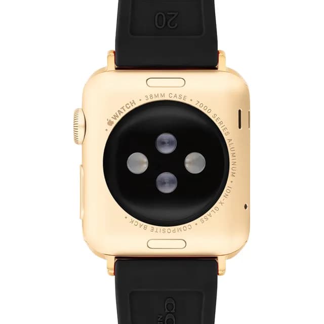 【COACH】Apple Watch 錶帶 38/40/41mm適用 黑色菱格紋矽膠錶帶 禮物 送禮(不含手錶)