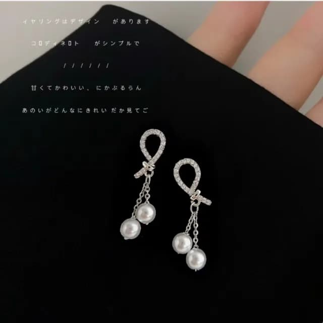 【氣質單品】小香風氣質感繩結珍珠耳環(垂墜耳環 珍珠 氣質 簡約 耳墜 耳飾 飾品)