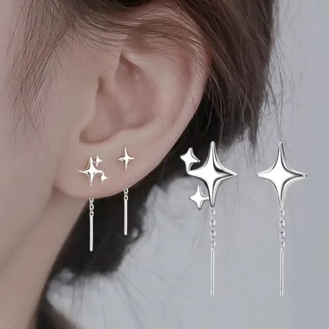 【光芒四射】不對稱芒星耳線耳環1對(流蘇 耳墜 飾品 耳飾 耳針 耳釘 首飾 垂墜耳環 情人節 送禮物)