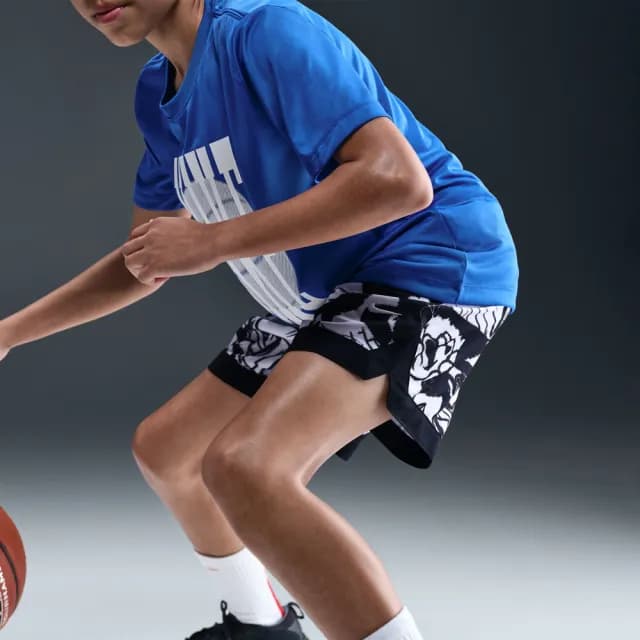 【NIKE 耐吉】短褲 童裝 大童 男女童 球褲 寬鬆版型 K NK DF COURT SHORT COMIC 黑白 HV4154-010