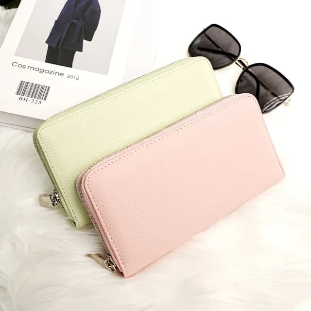 【MoonDy】雙11 包包 錢包 皮包 長夾 牛皮皮包 長夾女生 皮夾 黑色長夾 雙層長夾 牛皮