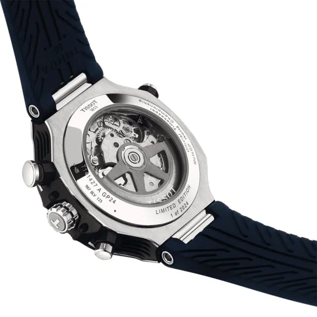 【TISSOT 天梭】MOTOGP 75周年限量三眼計時機械錶-45mm 男錶 父親節禮物(T1414272704100)
