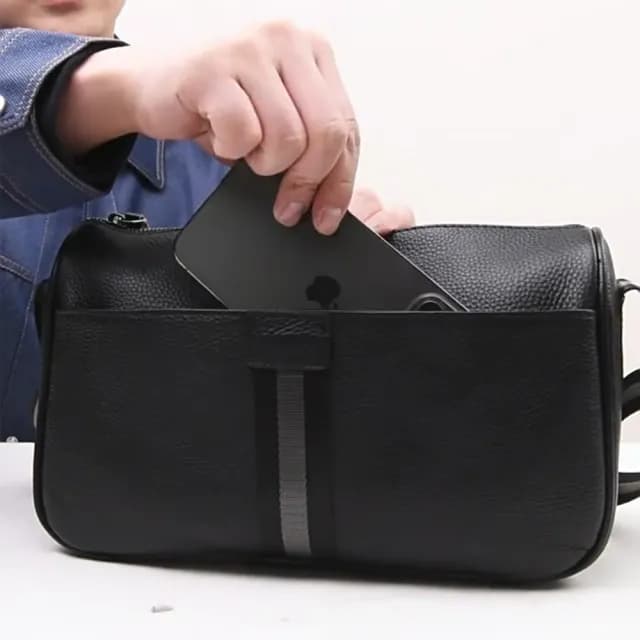 【BONum 博紐】情人節禮物 男士真皮簡約織帶單肩隨身包(真皮包包 男用 背包 肩背包 外出包 斜背包 商務 休
