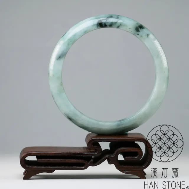 【漢石齋】情人節禮物 天然翡翠A貨 手鐲玉鐲 飄花種(手圍18.8/版寬12mm)