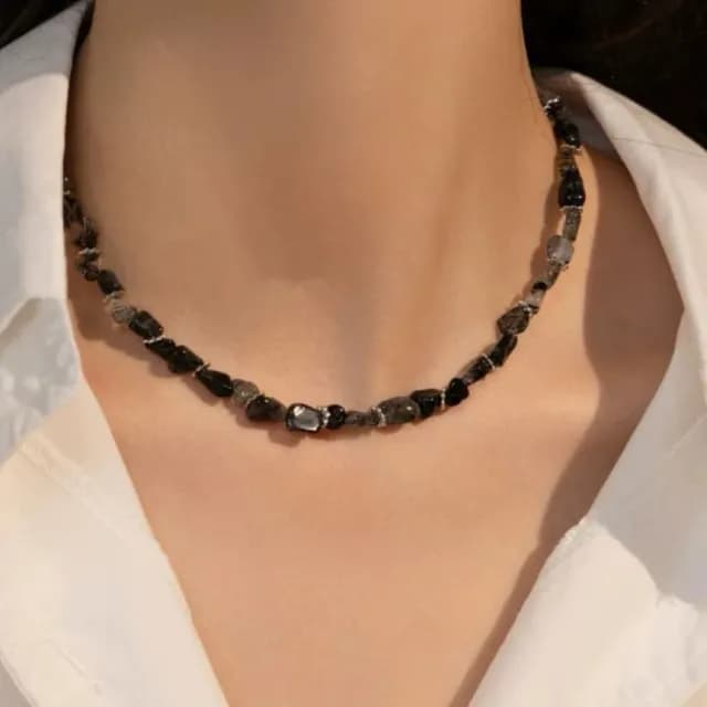【Penny珮妮】黑髮晶隨形項鍊(母親節 送女友 交換禮物 送閨蜜 情人節 生日 尾牙 新年 送禮)