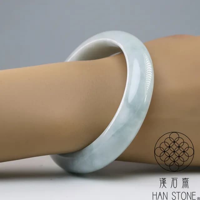 【漢石齋】情人節禮物 天然翡翠A貨 手鐲玉鐲 飄花種 福 利 品(手圍18.5/版寬15.2mm)