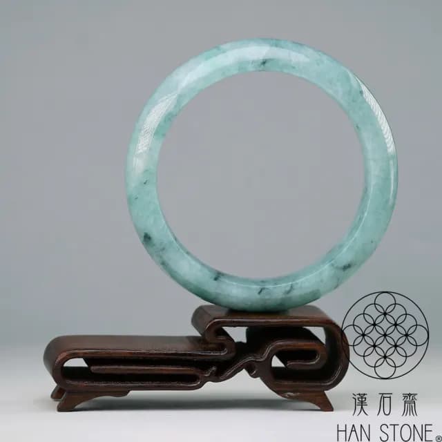 【漢石齋】情人節禮物 天然翡翠A貨 手鐲玉鐲 飄花種 福 利 品(手圍18.5/版寬14.6mm)