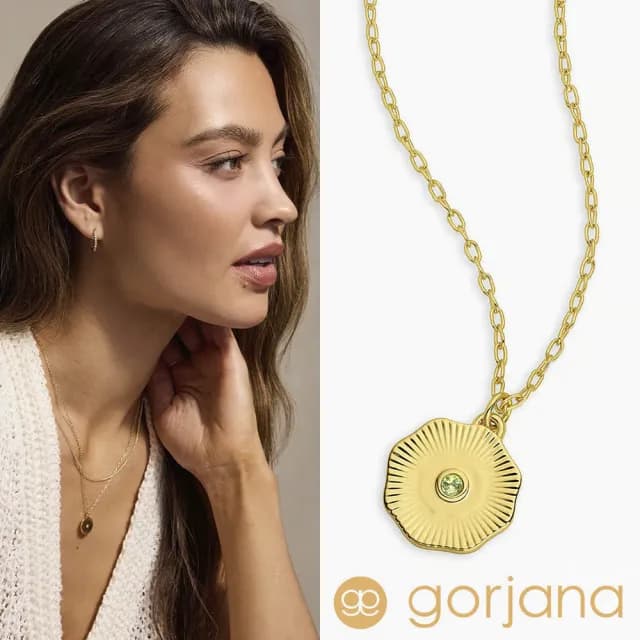 【GORJANA】橄欖石 圓牌幸運項鍊 8月誕生石項鍊 紀念日/生日禮物 簡約百搭(誕生石項鍊)