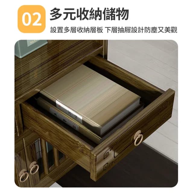 【HANACO】小型實木中式茶杯架 四層60cm(茶桌收納架 茶具收納架 茶具收納)