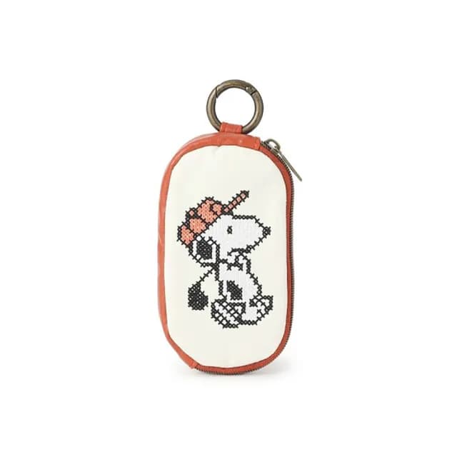【Kamio】情人節禮物 Snoopy 史努比 皮質鑰匙包 零錢包 高爾夫 十字繡