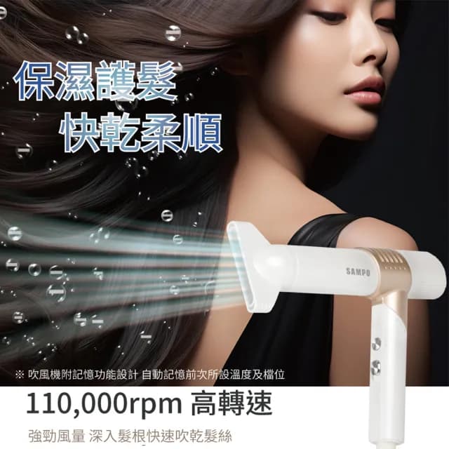 【SAMPO 聲寶】摺疊高速負離子吹風機 羽量級(ED-B24082VL)