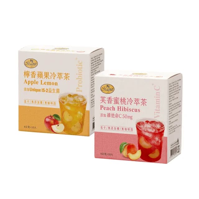 【曼寧】機能+冷萃茶包4gx10入/1盒(芙香蜜桃冷萃/檸香蘋果冷萃)