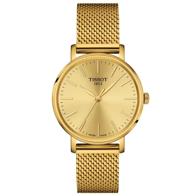 【TISSOT 天梭】Everytime 經典雋永米蘭女錶-金 手錶 送禮 推薦(T1432103302100)