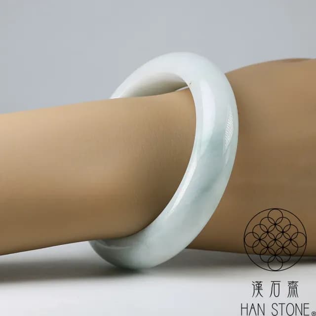 【漢石齋】情人節禮物 天然翡翠A貨 手鐲玉鐲 飄花種 福 利 品(手圍17.6/版寬14.4mm)