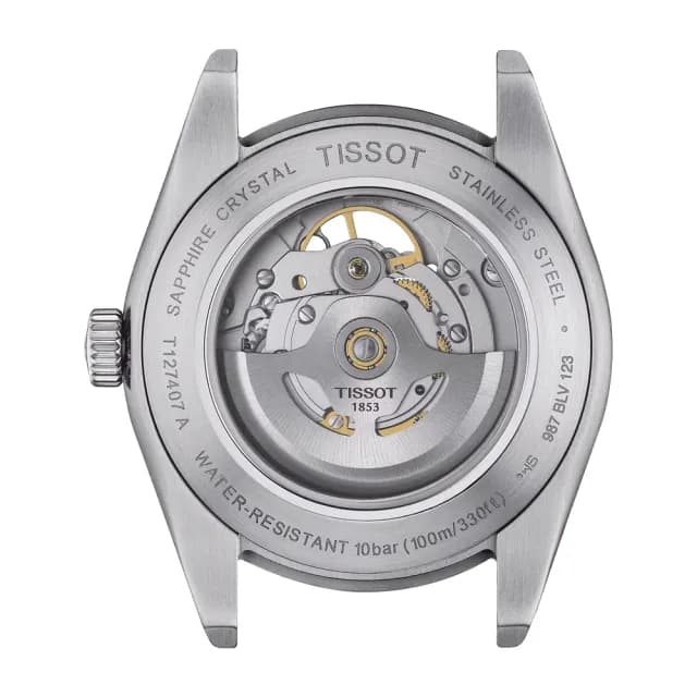【TISSOT 天梭】GENTLEMAN 80小時矽游絲開芯機械手錶-藍 七夕 情人節禮物(T1274071104101)