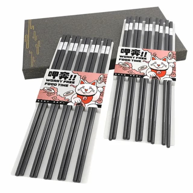 【SMILE】家用筷子 10雙組 三種款式 輕奢筷子 入厝送禮 方型筷 165-CPM275-10(搬家送禮 環保筷 合金方筷)