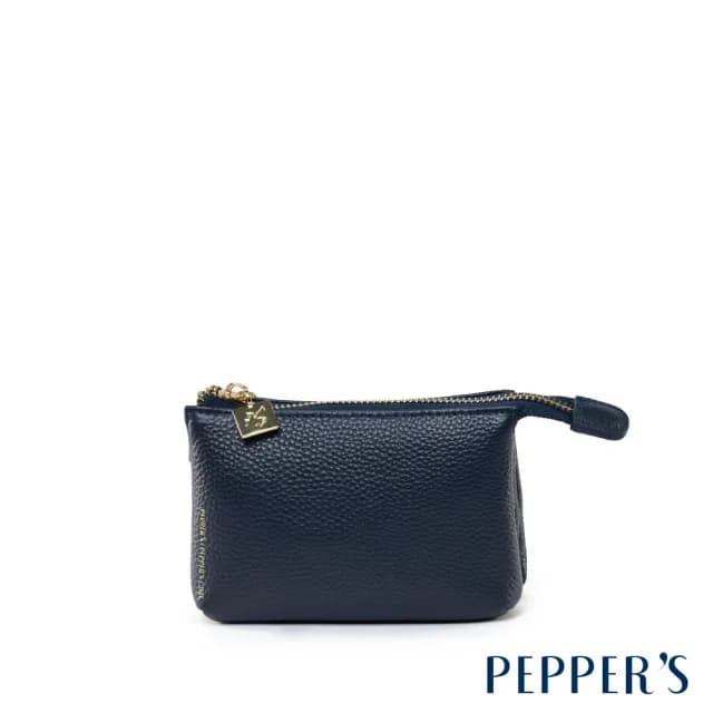 【PEPPER’S】父親節禮物 CUBE 真皮雙層拉鍊零錢包 - 粉膚色/午夜藍(零錢包 真皮)