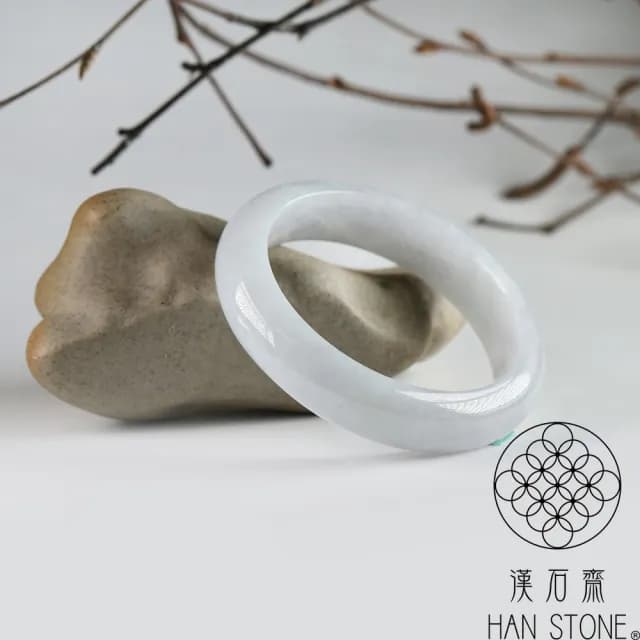 【漢石齋】情人節禮物 天然翡翠A貨 手鐲玉鐲 淺色冰糯種紫羅蘭(手圍16.3/版寬12.7mm)