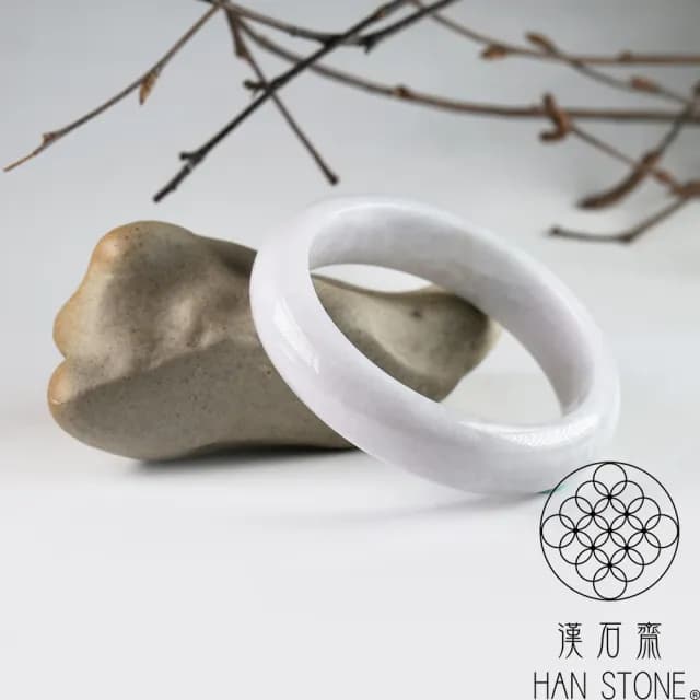 【漢石齋】情人節禮物 天然翡翠A貨 手鐲玉鐲 淺紫羅蘭種飄花(手圍17.8/版寬15mm)