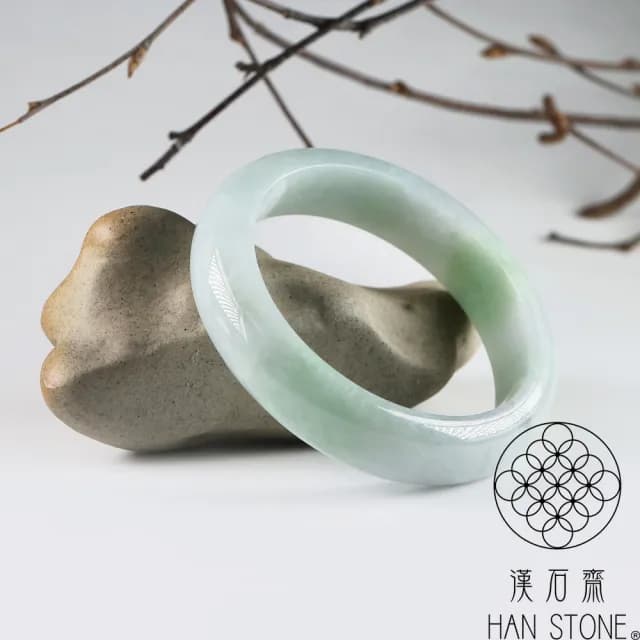 【漢石齋】情人節禮物 天然翡翠A貨 手鐲玉鐲 飄花種 福 利 品(手圍17.7/版寬14.5mm)