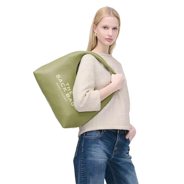 【MARC JACOBS】官方直送 THE SACK 蘆葦綠大型皮革手袋
