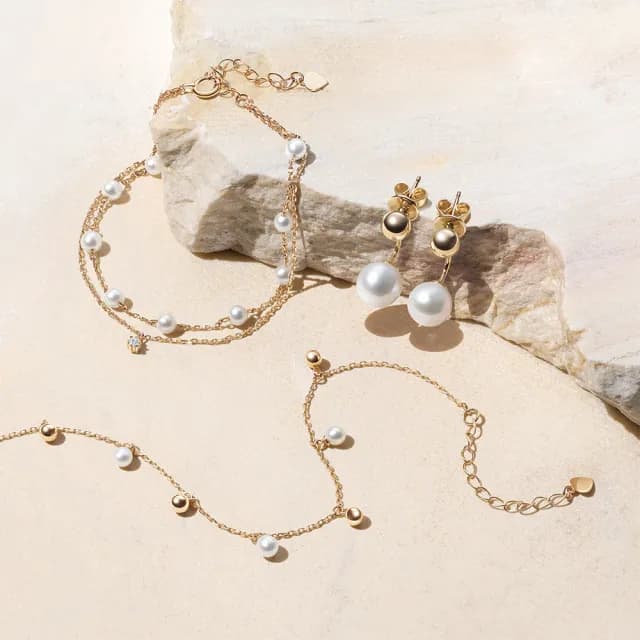 【ALUXE 亞立詩】10K金 天然淡水珍珠 鑽石手鍊 單鑽雙鍊 珍愛系列 Be Loved BR0215(珍愛系列 Be Loved)