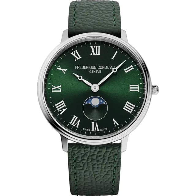 【CONSTANT 康斯登】Slimline 羅馬月相石英錶-39mm 七夕 情人節禮物(FC-206RGR3S6)