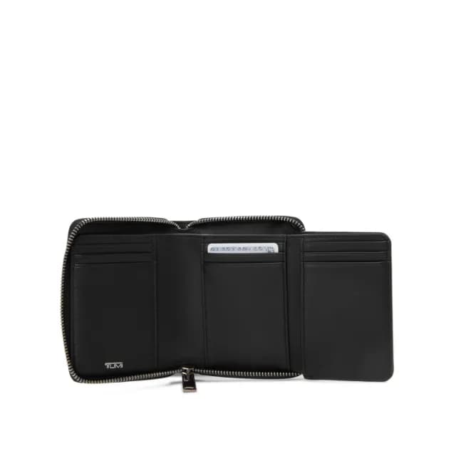 【TUMI】BELDEN SLG 三摺全拉鍊皮革錢包-黑色/青銅色(TUMI 官方旗艦店)