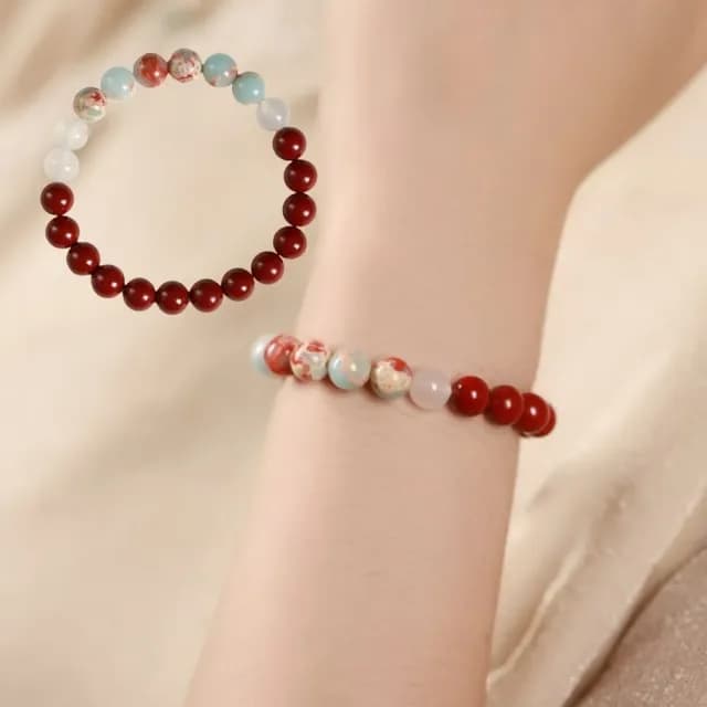 【三寶祈福】玉韻守心朱砂壽山石開運鍊(紫金珠砂 白玉 手鍊 手環 手珠 吉祥 開運飾品 順心 禮物)