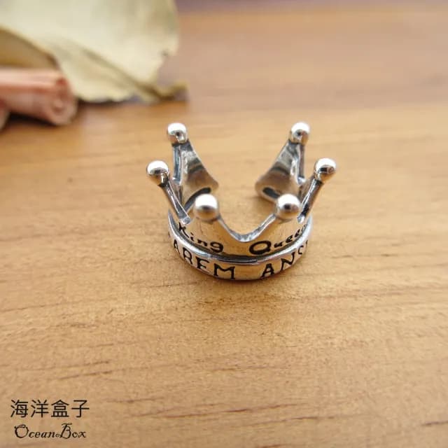 【海洋盒子】單只價。復古歐式宮廷風皇冠耳骨夾S925純銀夾式耳環(925純銀夾式耳環.單只價格)