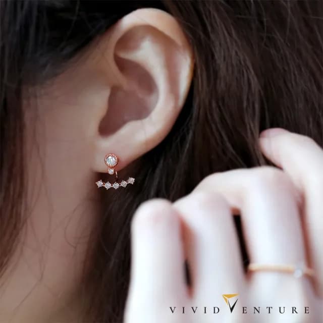 【Vividventure 亞帝芬奇】14K 55分 天然鑽石 鑽石 耳環 延長音(玫瑰金/黃K金/任選/兩用)