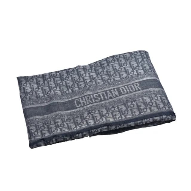 【Dior 迪奧】經典 Dior Oblique字樣羊毛圍巾(灰色21DOB1401060-GREY)