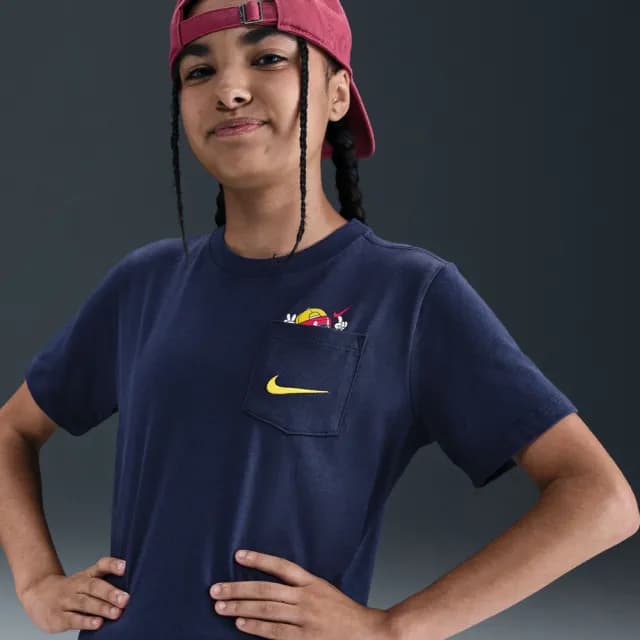【NIKE 耐吉】短袖上衣 童裝 大童 男女童 K NSW TEE BOXY PKT 藍 HV5225-410