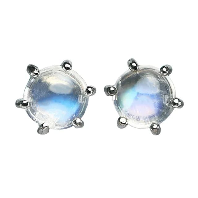 【漢石齋】情人節禮物 天然藍暈月光石耳環(4.5*4.5mm*2pcs/針式)