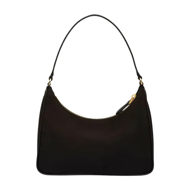 【PRADA 普拉達】1N204M 黑色/金 Re-Edition 2005(HOBO尼龍 迷你手袋)