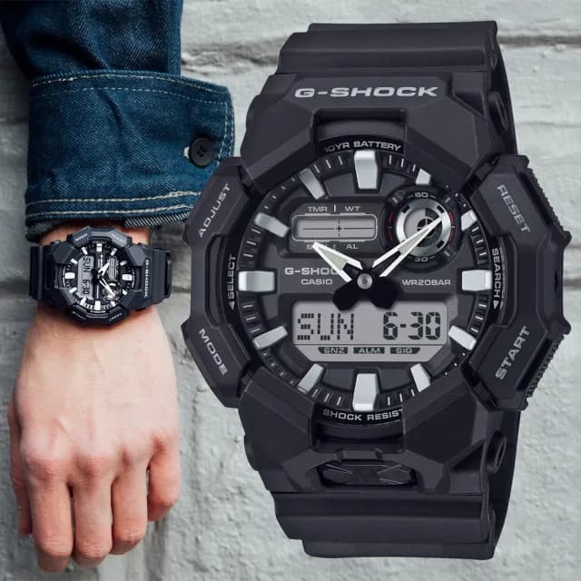 【CASIO 卡西歐】G-SHOCK 長效電池壽命 雙顯腕錶 父親節 禮物  送禮 推薦(GA-010-1A)