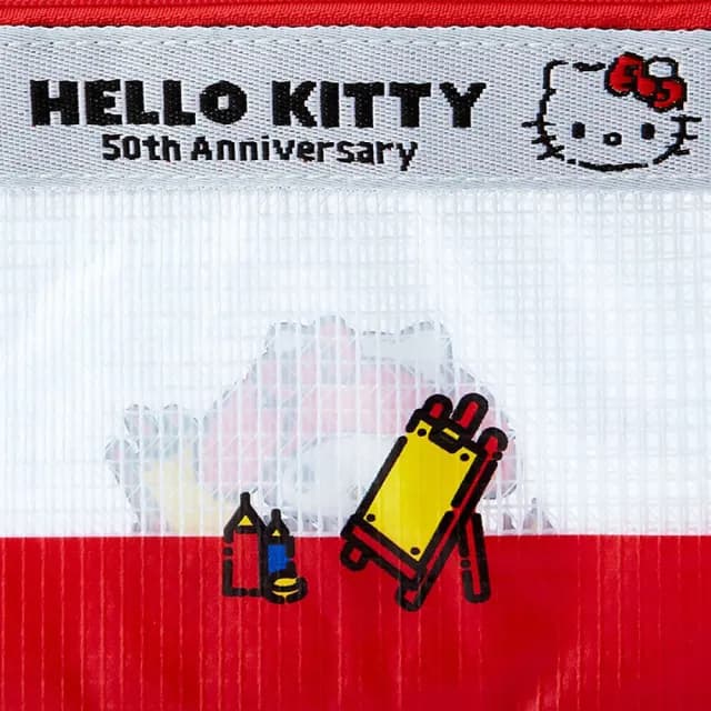 【SANRIO 三麗鷗】情人節禮物 Hello Kitty 50周年 網袋零錢包 扁平收納包 美樂蒂
