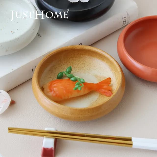 【Just Home】日式古樸窯燒陶瓷4.5吋深盤4件組(可微波 碗 盤 餐具 深盤 小菜碟)