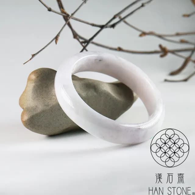 【漢石齋】情人節禮物 天然翡翠A貨 手鐲玉鐲 紫羅蘭種飄花(手圍18.5/版寬15.8mm)