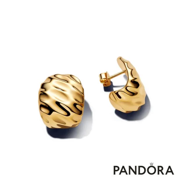 【Pandora 官方直營】自然波紋寬版耳環