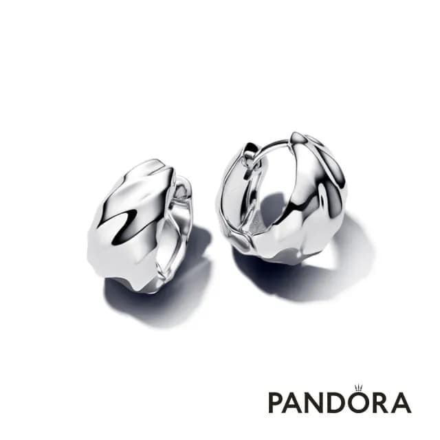 【Pandora 官方直營】自然波紋寬版耳環圈