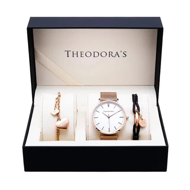 【THEODORA’S 希奧朵拉】可選色｜手錶禮盒-男女款 Apollo 金屬腕錶(情侶禮物 送女生 送男生)