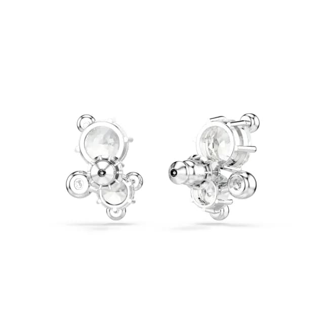 【SWAROVSKI 施華洛世奇】Constella 耳釘 圓形切割 白色 鍍白金色
